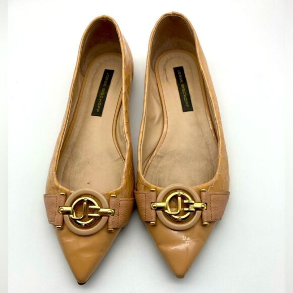 Jorge Bischoff Patent Leather Beige Flats Size 7 - Picture 3 of 12